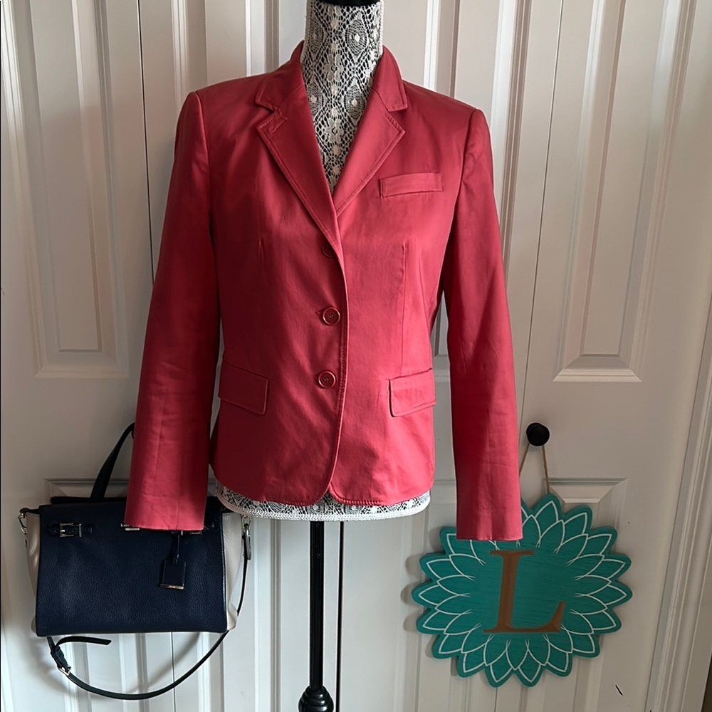 Talbots Peachy Pink Blazer with Tailored Fit and Notched Lapels